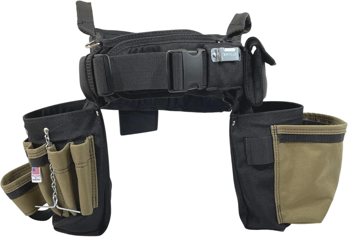 BOULDER BAG Ultimate Electrician's MAX Combo with Comfort Back Support Tool Belt, Quick Release Buckle, Heavy Duty Tool Belt, Tan (Medium 28-32 Inch Waist), Made in USA
