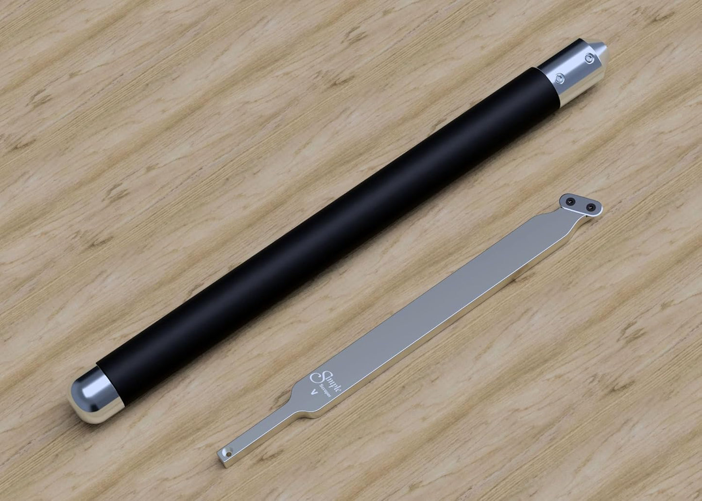 Simple Scraper V 12" long angled carbide tool for steep or straight inside walls and bottom finishing, USA Made (with Handle, Oval Cutter)