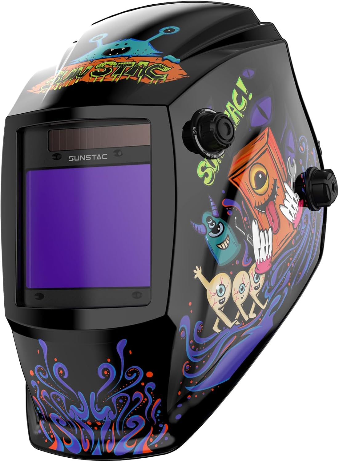 Welding Helmet with Auto Darkening Large Viewing Screen 3.94"X3.27" True Color Solar Power, 4 Arc Sensor Wide Shade 4/5-9/9-13 for STICK/MIG/TIG/CUT