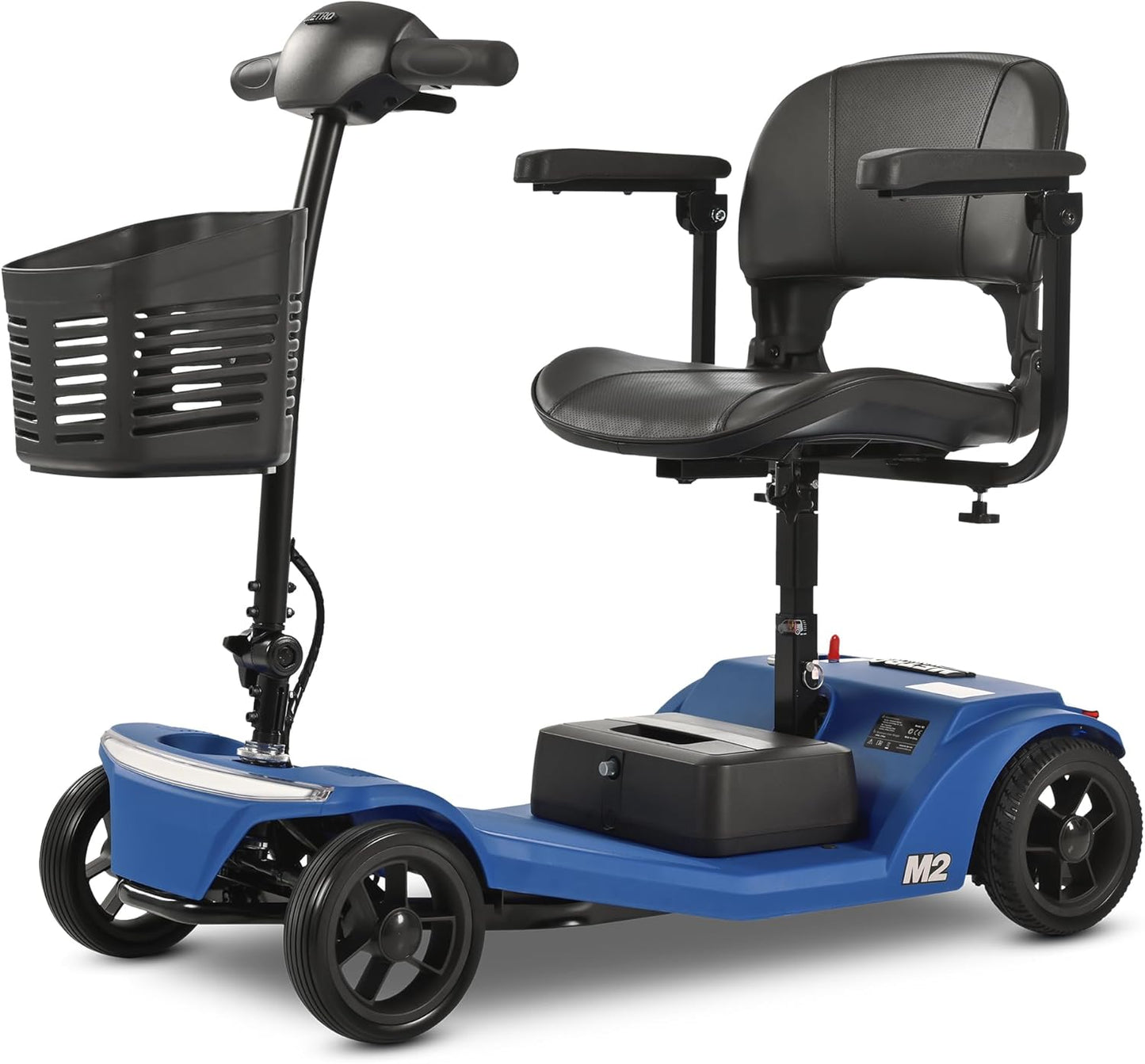 20A 32 Miles Electric Mobility Scooter for Adults Wheelchair Device for Travel, Elderly. 350 lbs Max Weight, 350W Heavy Duty Mobility Scooters for Seniors wiht Two Baskets(Y3-Blue)