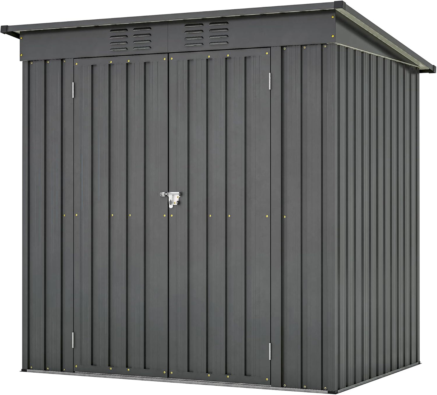 4'x8' Metal Shed Outdoor Storage Shed,Metal Steel Utility Tool Shed Storage House with Double Lockable Doors and Air Vent for Backyard Garden Patio Lawn Gray