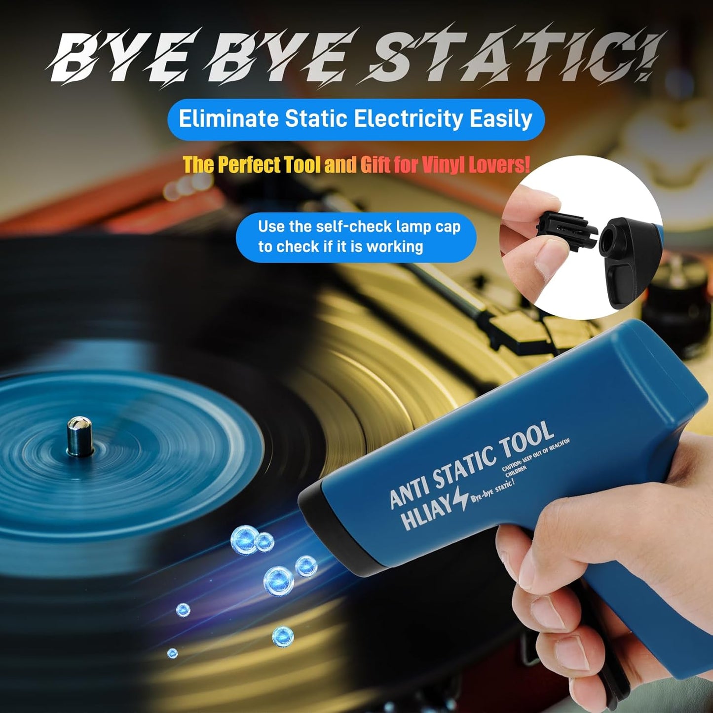Anti Static Gun, Static Neutralizer Gun for Vinyl Records Camera Lens & Electronics, Instant Static Electricity Remover Tool for Dust-Free Playback, Antistatic gun, Film Cleaning 5 Year Warranty