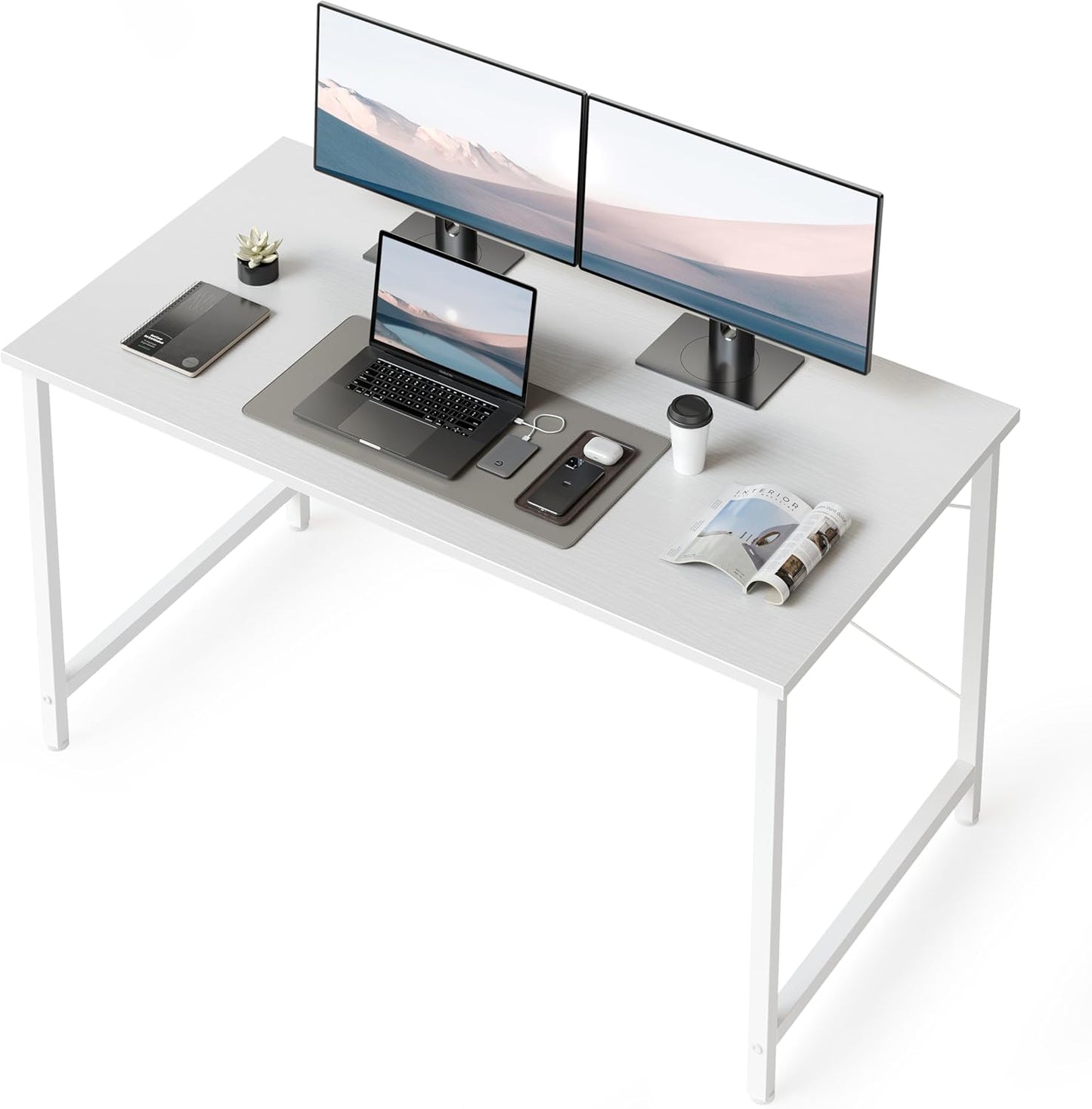 BANTI Computer Desk, 47 inch Home Office Desk, Modern Simple Style PC Table for Home, Office, Study, Writing, Rustic Brown