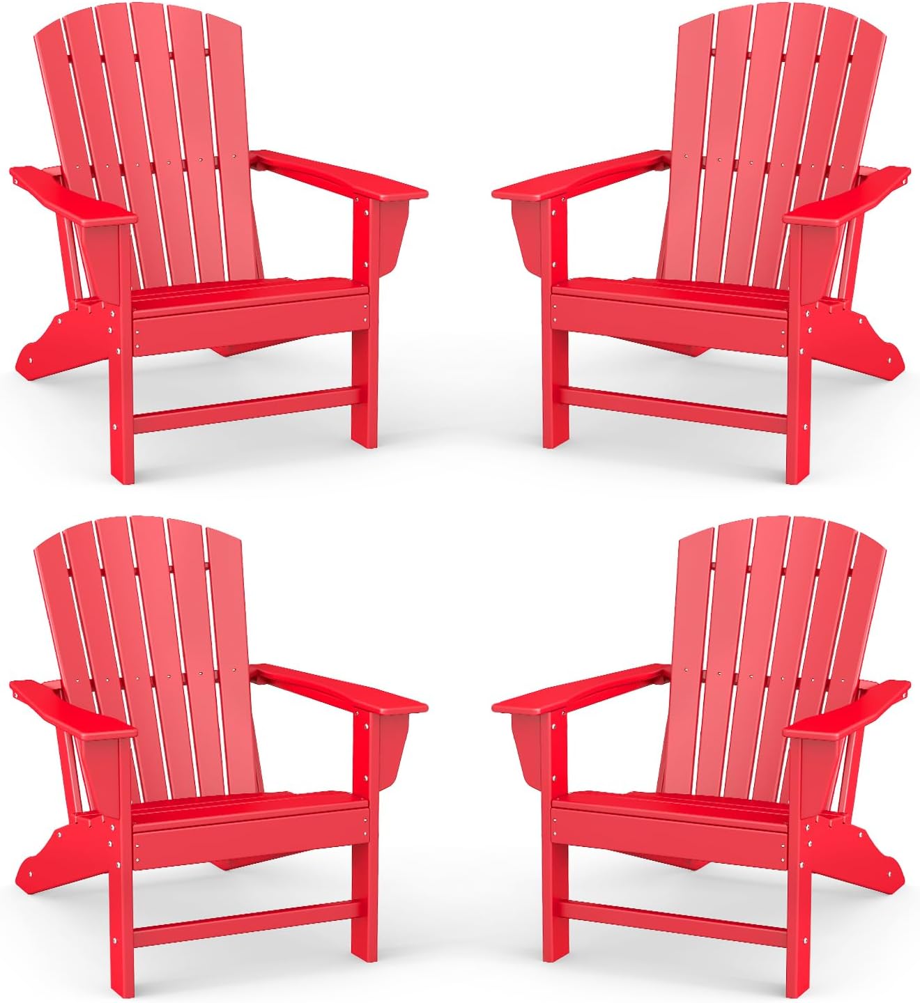 BRIOPAWS Adirondack-Chairs-Set of 4 | Fire Pit Chair | Oversized | HDPE Plastic | Weather Resistant | for Deck Outdoor Poolside Campfire | Blue