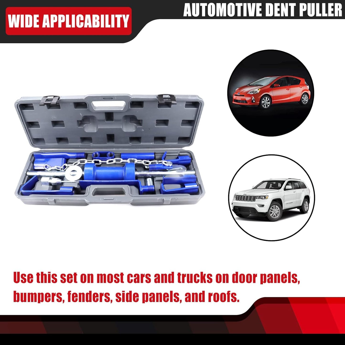 Automotive Dent Puller with 13LBS Universal Slide Hammer Auto Body Truck Repair Tool Kit Repair Frame Set with Carrying Case 15PCS