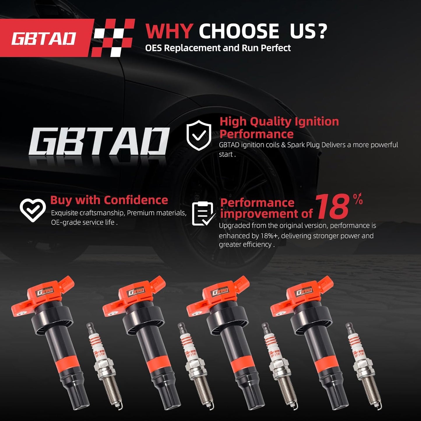 Set of 4 Upgraded Ignition Coil Pack and Iridium Spark Plug for 1.6L L4 2012-2020 Hyundai Accent,2012-2017 Hyundai V-eloster,2012-2020 Kia Rio,2012-2019 Kia Soul Replaces UF652 C1803