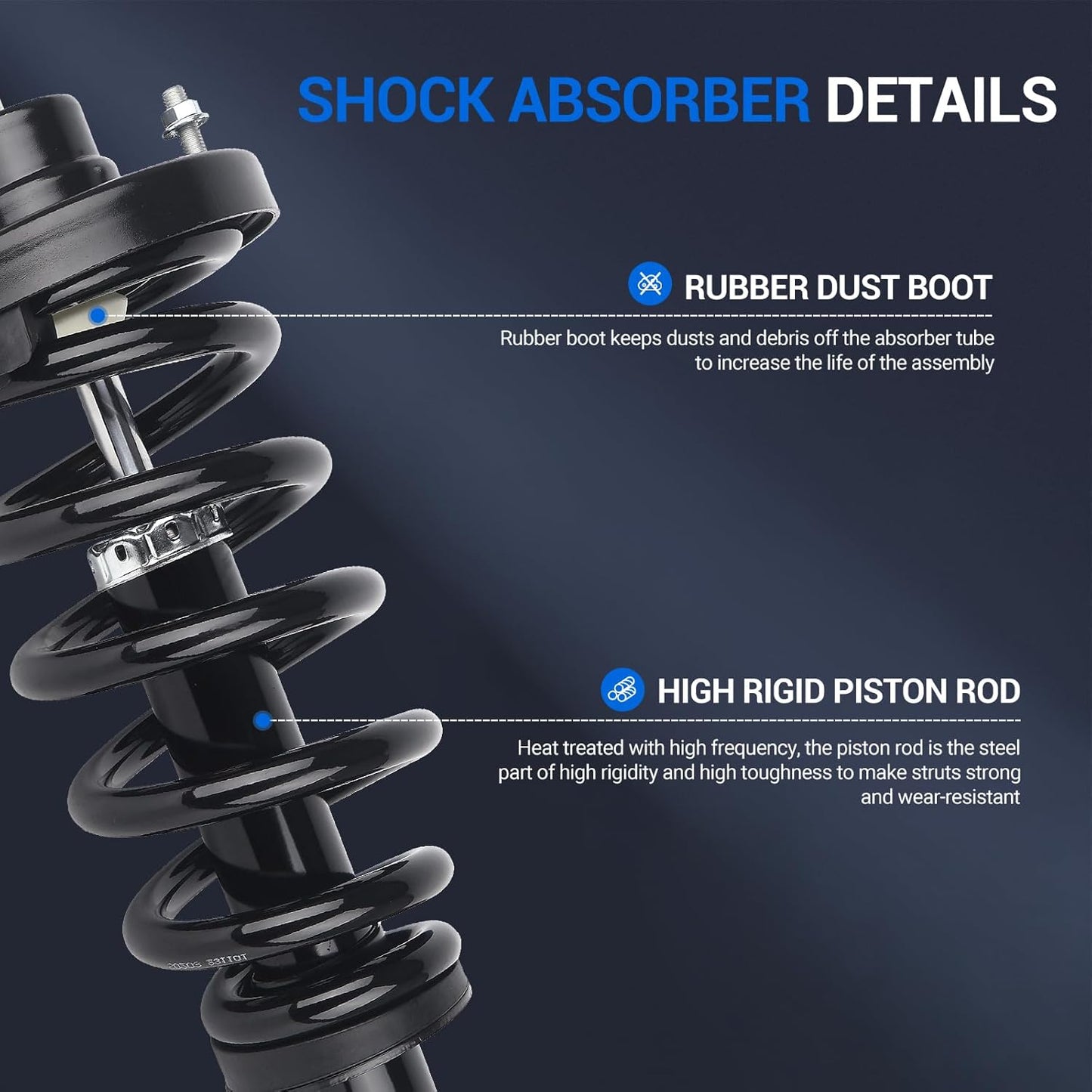 Autoround Pair 171139 Rear Complete Shock Absorber Compatible with 2007-2017 Ford Expedition & Lincoln Navigator, Left & Right Struts with Coil Spring Assembly