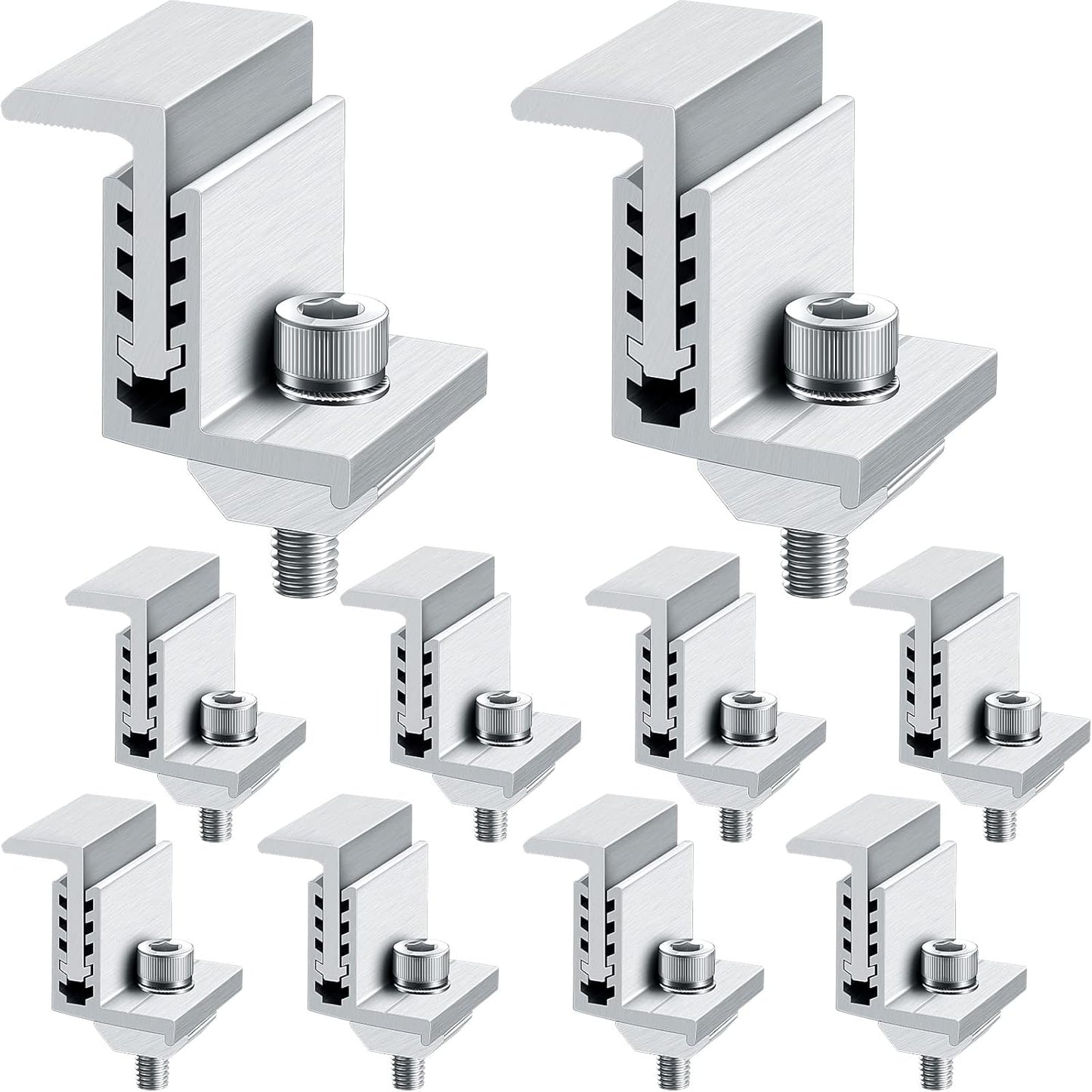 Zhengmy Solar Panel End Clamp Mounting Z Bracket Mid Clamps Aluminum Rail End Clamps Clips Adjustable Panels Grounding Gutter Kit for Pv Mounting System Install Hardware Fasteners Accessory(40 Pack)