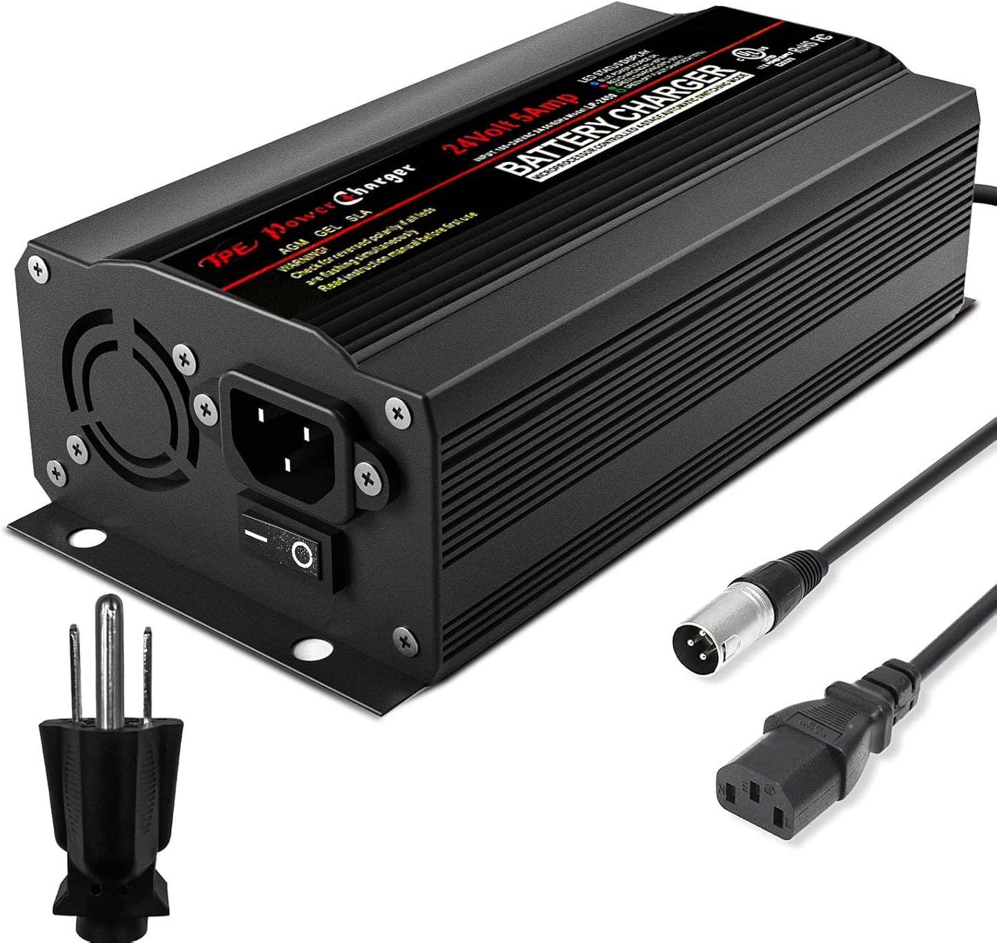TPE 24V 5A Battery Charger, Automatic Smart Battery Charger, Trickle Charger Maintainer for Wheelchair