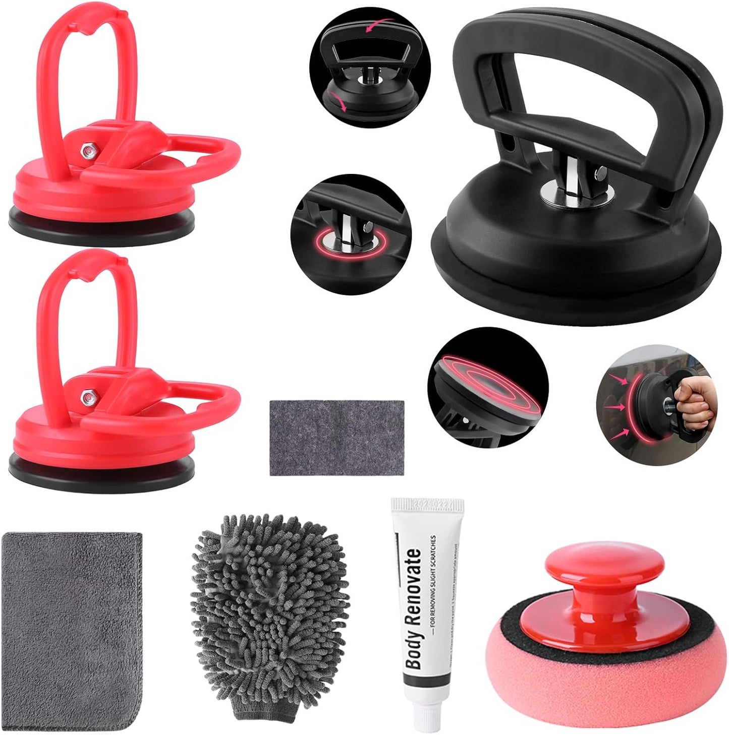 VEXTRO Dent Puller Kit, Paintless Dent Repair Tools with Dent Lifter, Bridge Puller, Slide Hammer T-Bar, PDR Car Dent Removal Kit with Glue Gun and Tabs for Auto Body Hail Damage