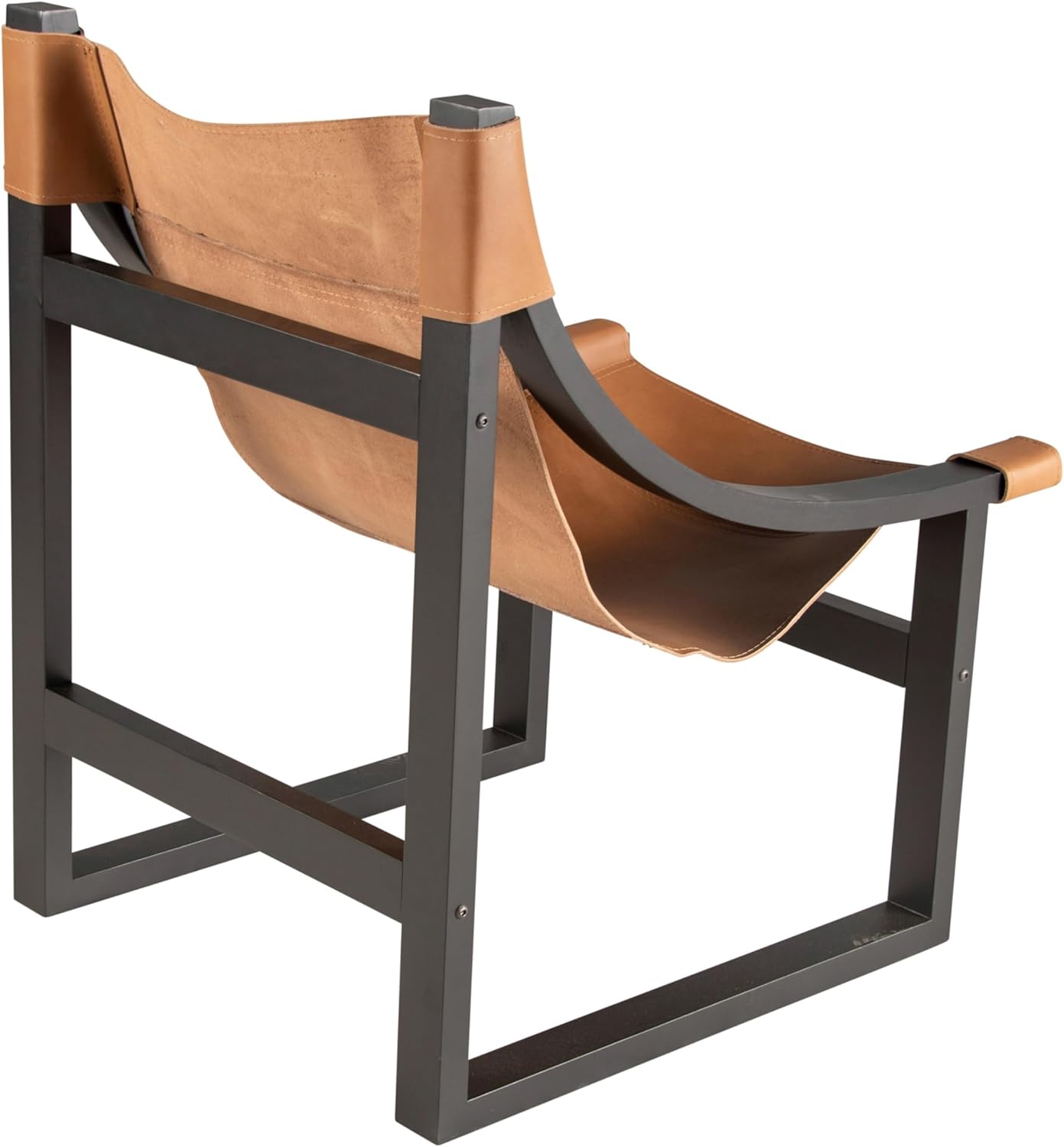 Steve Silver Furniture Lima Leather Sling Accent Chair, Oak Solids, Home Office, Living Room, Stable Wooden Frame, Balcony, 26.3" L x 28.3" W x 37" H, Brown/Black