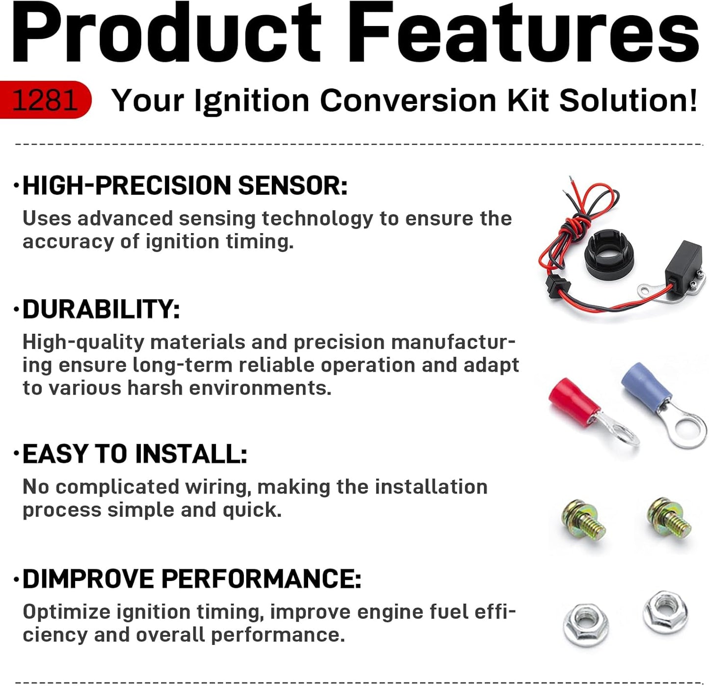 1281 Ignition Conversion Kit Compatible With 1957-1974 Ford 8 Cylinder, Ignitor Kit Replace For Pertronix
