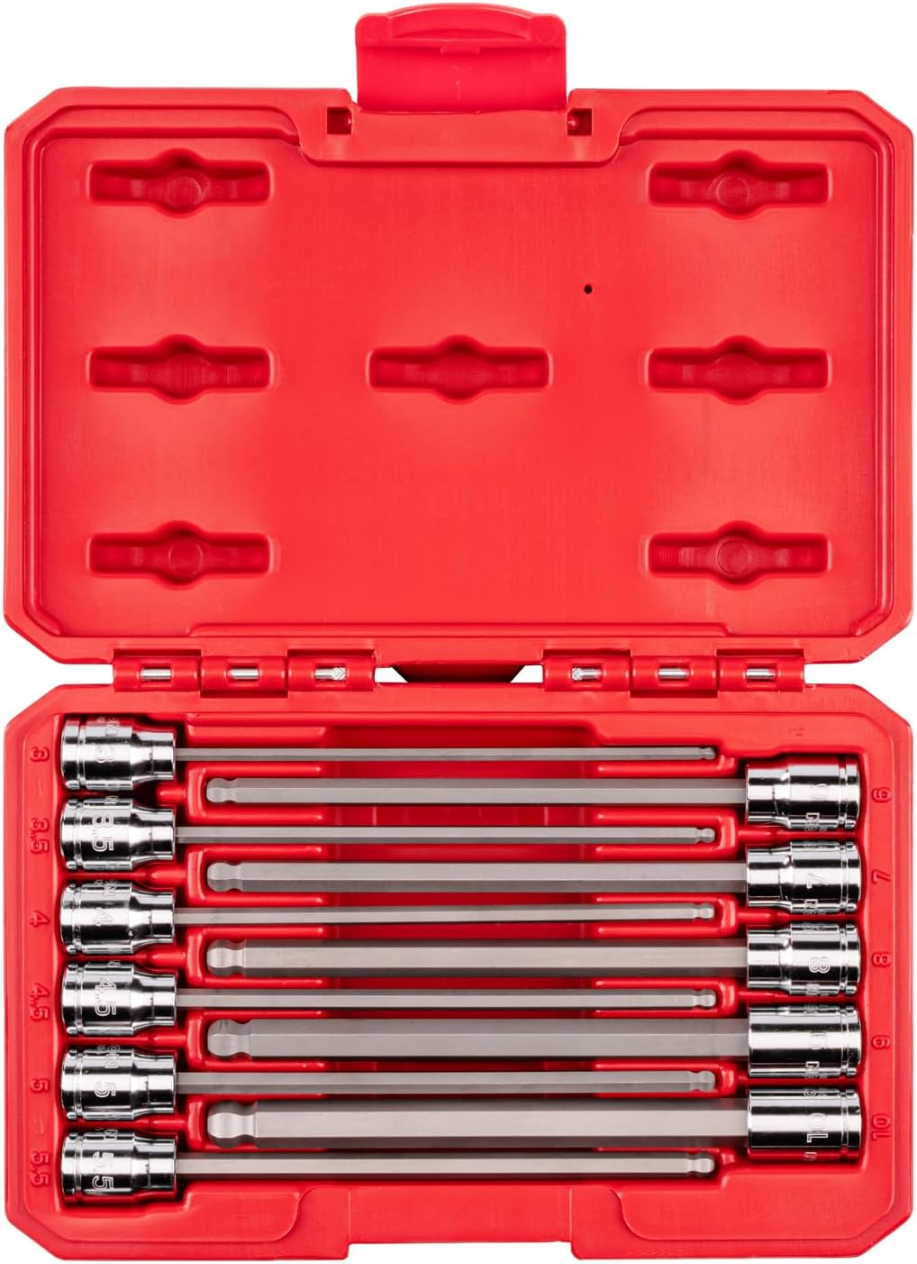 TEKTON 3/8 Inch Drive Long Ball End Hex Bit Socket Set with Case, 19-Piece (1/8-3/8 in., 3-10 mm) | SHB91321