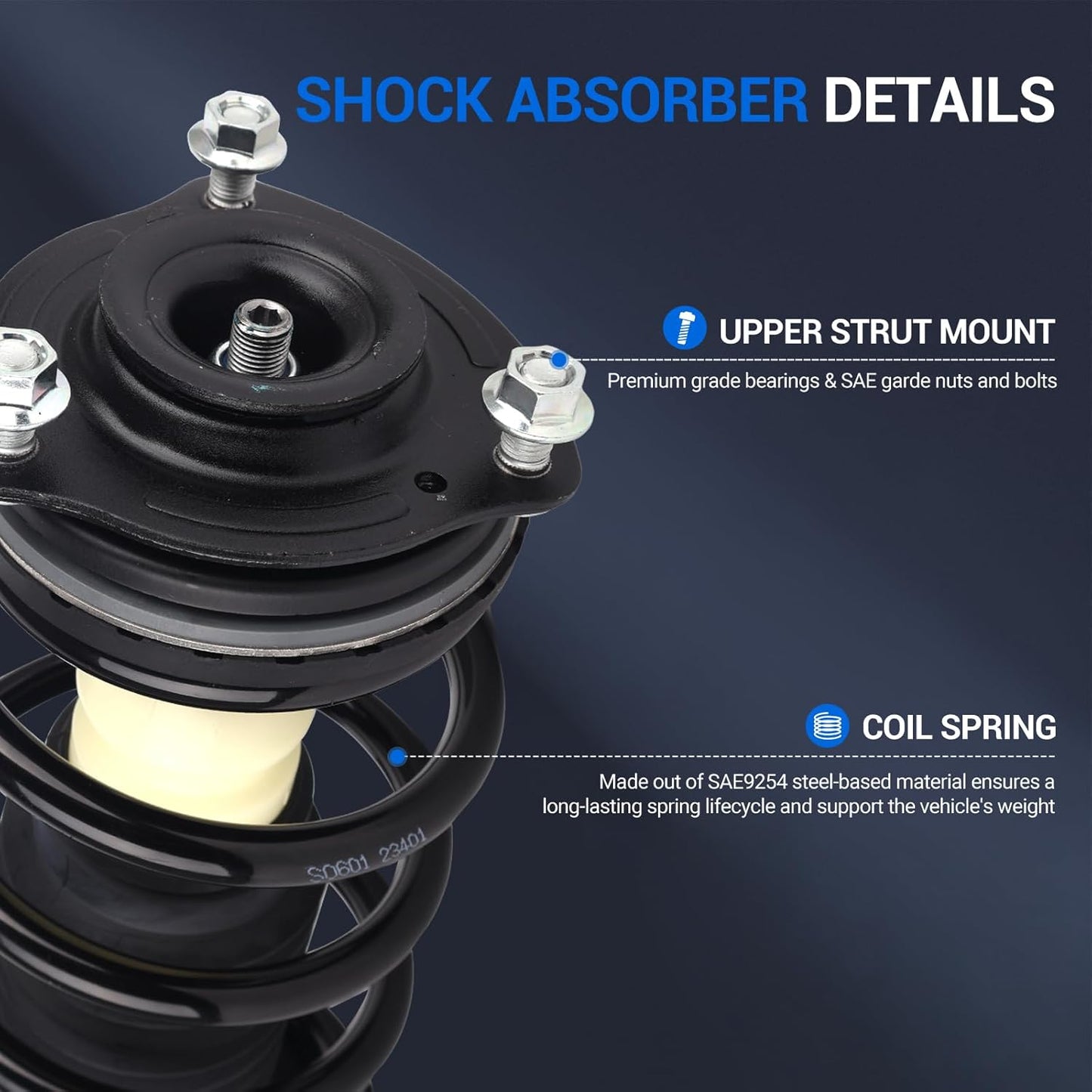 Autoround 172285 172284 Front Complete Shock Absorber Compatible with Honda Civic 2006 2007 2008 2009 2010 2011 1.8L Coupe Struts with Coil Spring Assembly