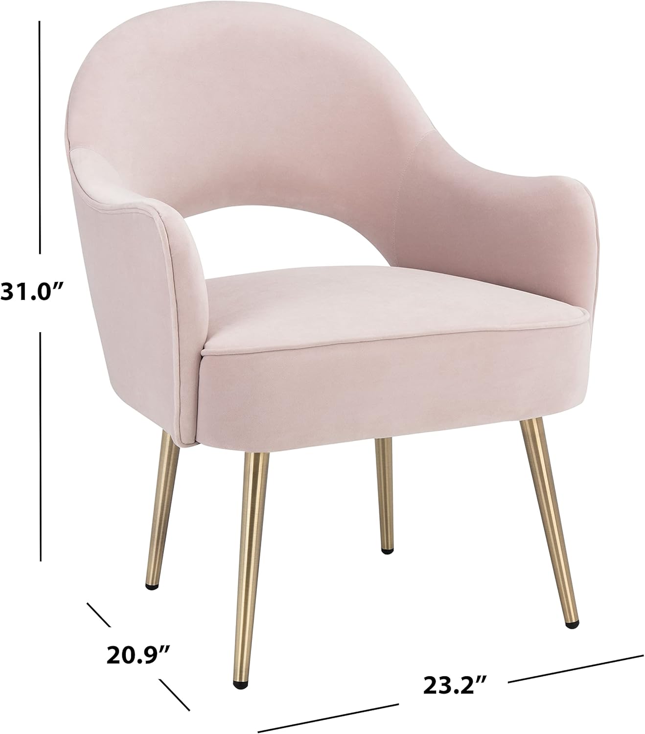 SAFAVIEH Home Collection Dublyn Light Pink Velvet/Gold Accent Chair