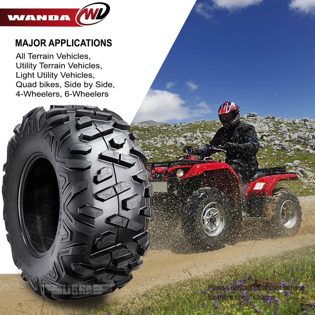 WANDA UTV ATV Tire 23x8-10 23x8x10 205/80-10 6-Ply Bighorn Style,Set 2, 10421