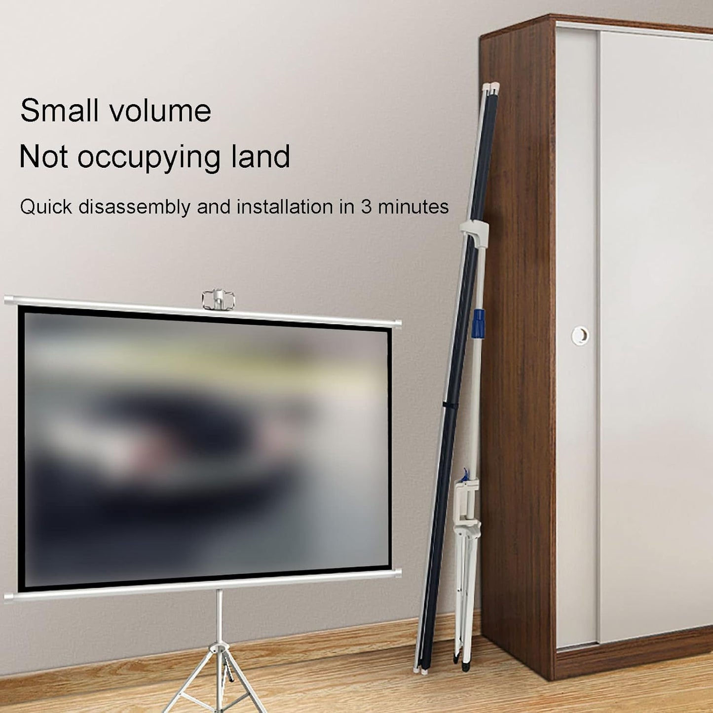 4:3/16:9 HD Tripod Projection Screen for Indoor Outdoor Home Theater, Wrinkle-Free Foldable Projection Screens, Portable Floor-Standing Projection Screens (84inch 4:3