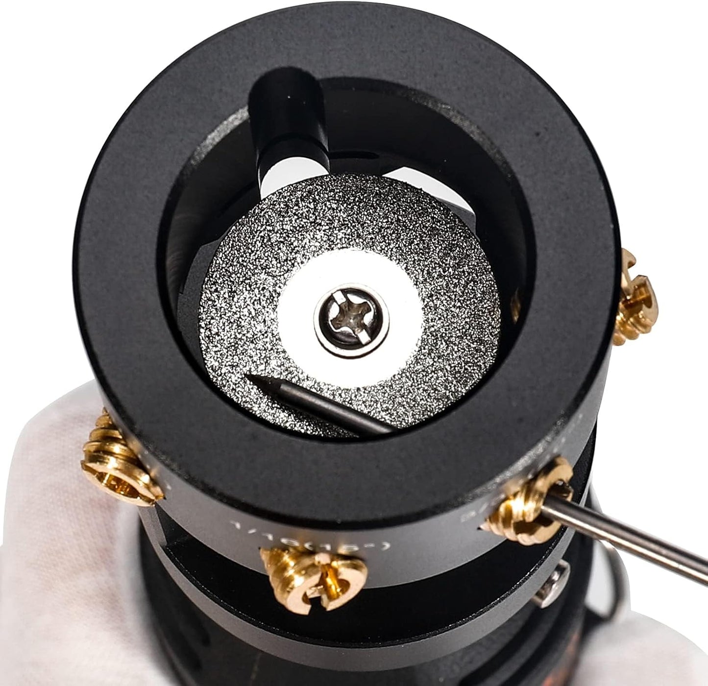 3mirrors Aluminum Tungsten Electrode Sharpener Grinder for TIG Welding Tool w/Cut-Off Slot Multi-Angle& Offsets, 4 Copper Screws Holes& 2 Upgrade CNC Mandrels& 5 25mm Diamond Wheels& Instructions