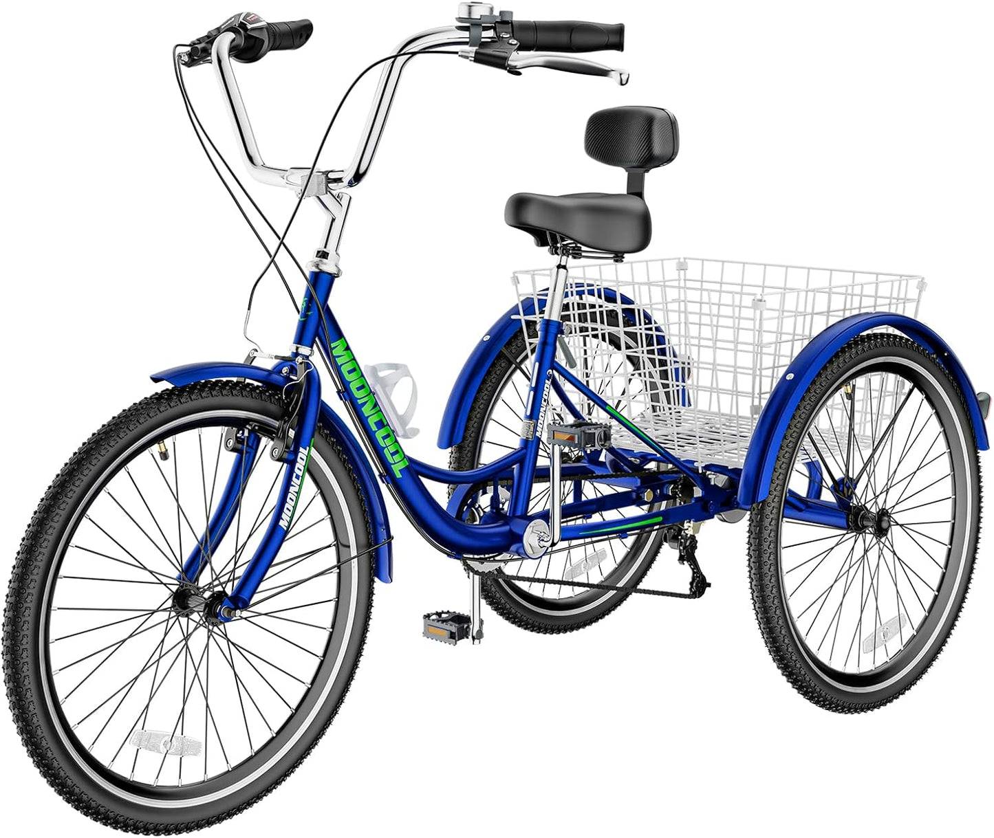 Slsy Adult Tricycles 7 Speed, Adult Trikes 20/24/26 inch 3 Wheel Bikes, Three-Wheeled Bicycles Cruise Trike with Shopping Basket for Seniors, Women, Men
