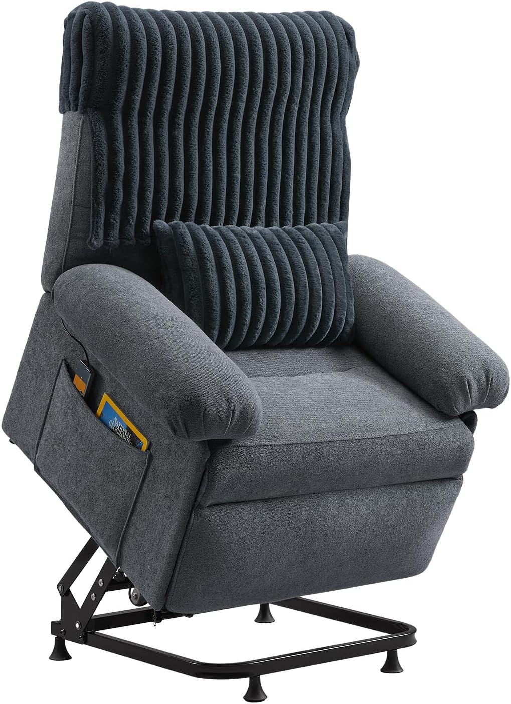Bestier Triple Motor Power Lift Recliner Chair for Elderly Small with Removable Cover, Lumbar Pillow and Side Pocket, Infinite Positioning for Living Room, Bedroom, Brown