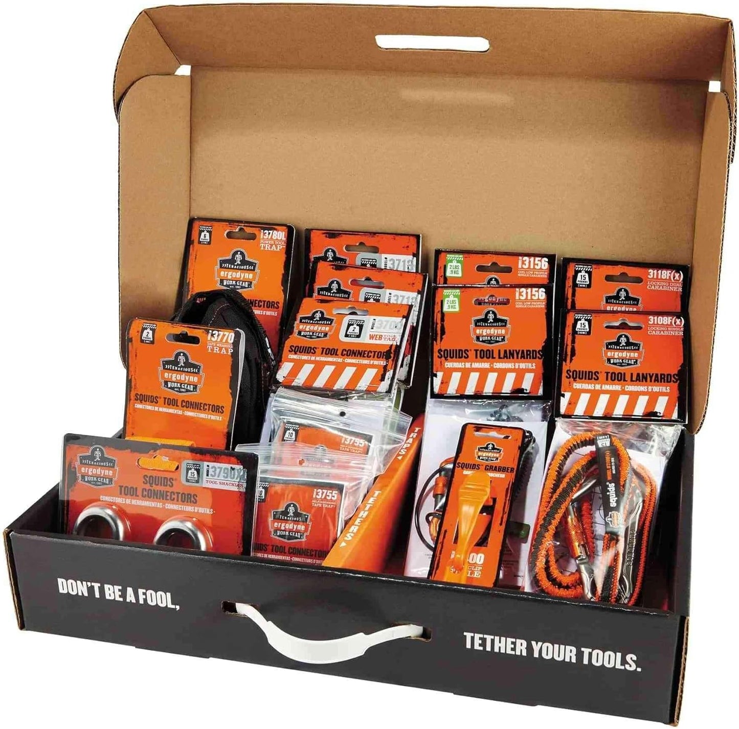 Tool Tethering Kit for Iron/Steel Workers, Includes Tool Lanyards and Attachments for Spud Wrenches to Sleever Bars, Ergodyne Squids 3186