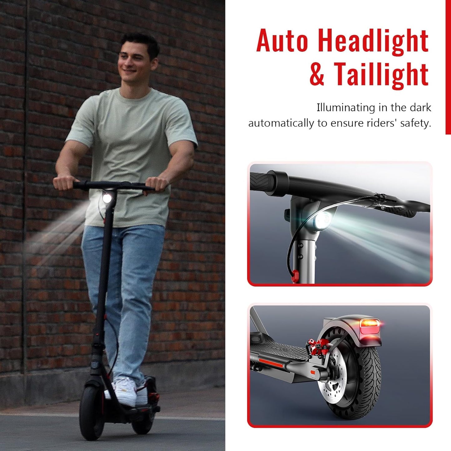 SISIGAD Electric Scooter Adults Peak 500W Motor, 8.5" Solid Tires, 19Mph Speed, Long Miles Range, Scooters for Adults, Foldable E-Scooter for Commuting with Double Braking System, APP Control