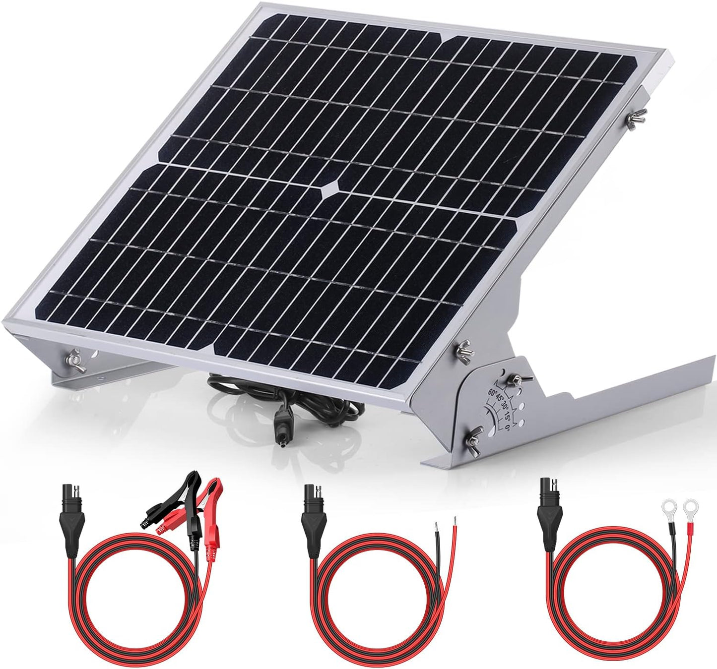 SUNER POWER 24V 20W Solar Battery Trickle Charger Maintainer, Built-in Smart MPPT Charge Controller, Waterproof 20 Watt Solar Panel Kits for 24 Volt Rechargeable Batteries
