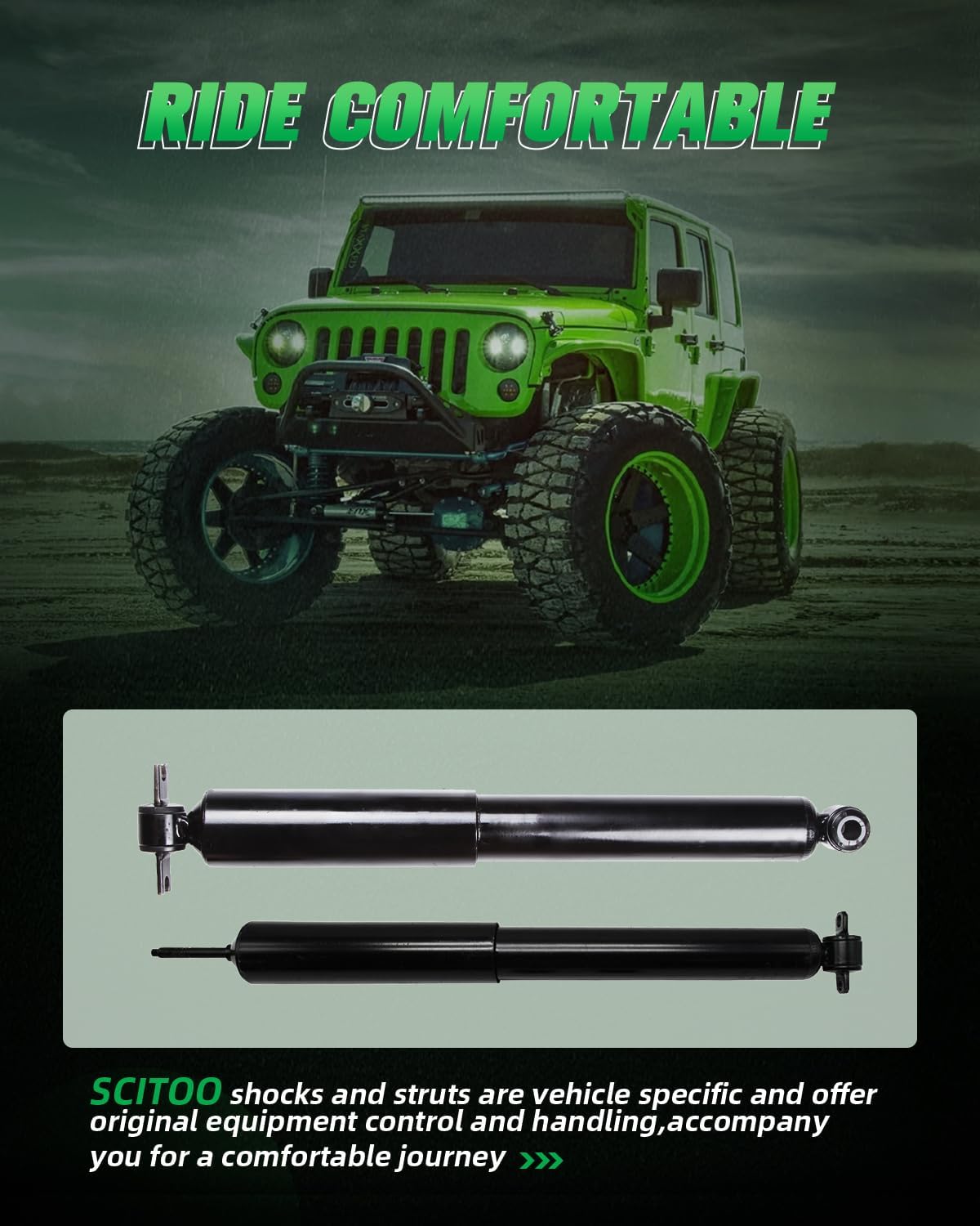 SCITOO Front & Rear (4 Pcs) Shocks for Jeep, Shocks Absorbers Fits 1991-2001 for Jeep for Cherokee with 37027 37083 344089 344088 Shocks and Struts Auto Shocks