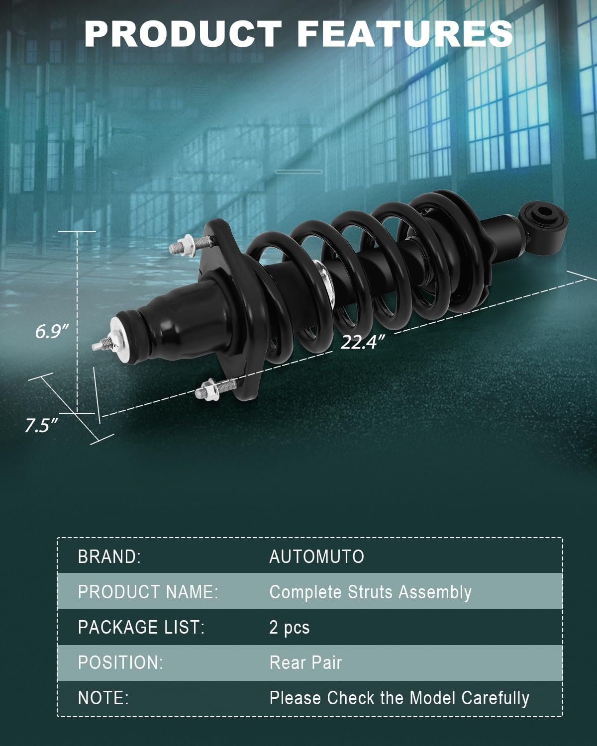 AUTOMUTO Strut Spring Assembly Rear Pair Shock Absorber Fit 2007-2014 for Honda CR-V 4WD AWD FWD