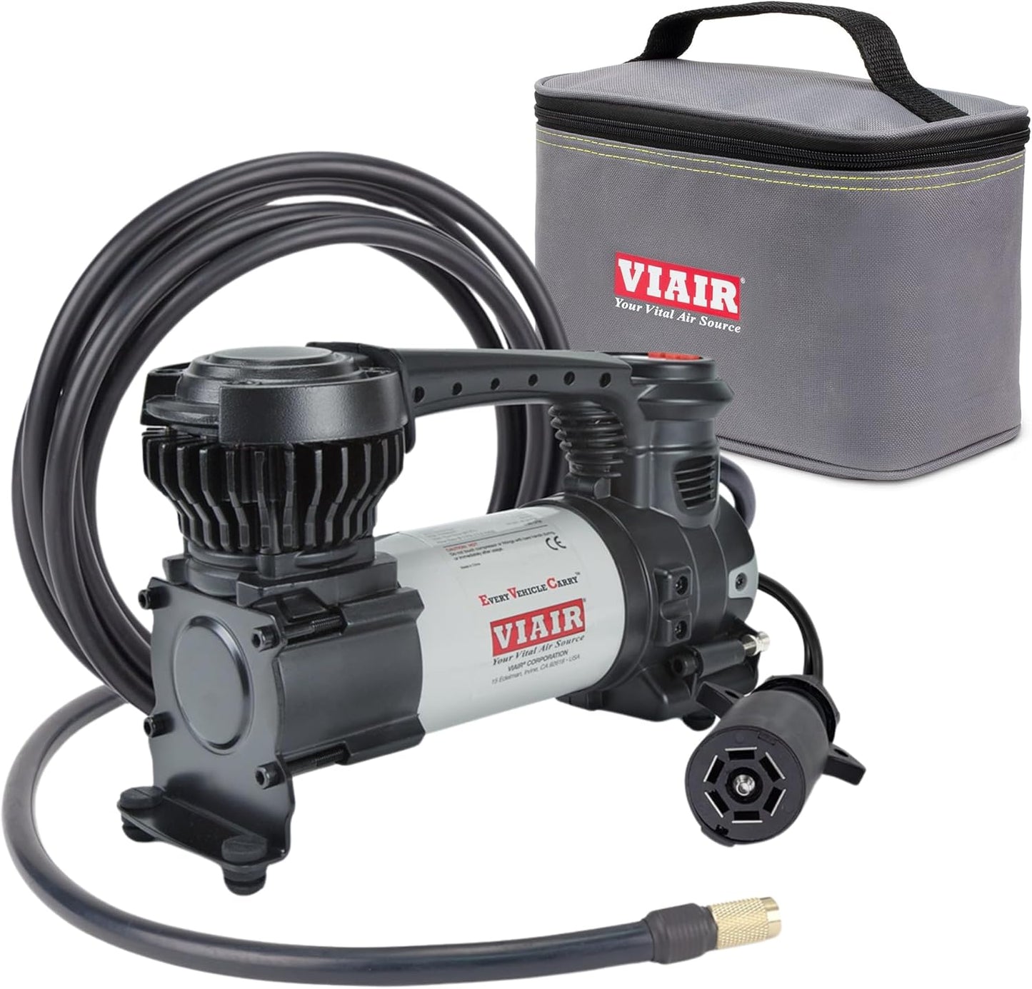 VIAIR 88P - 00088 Tire Inflator Portable On/Offroad Air Compressor for Car, Truck, SUV & RV | 12V Heavy Duty Pump 120 PSI, Alligator Clip, Twist Chuck