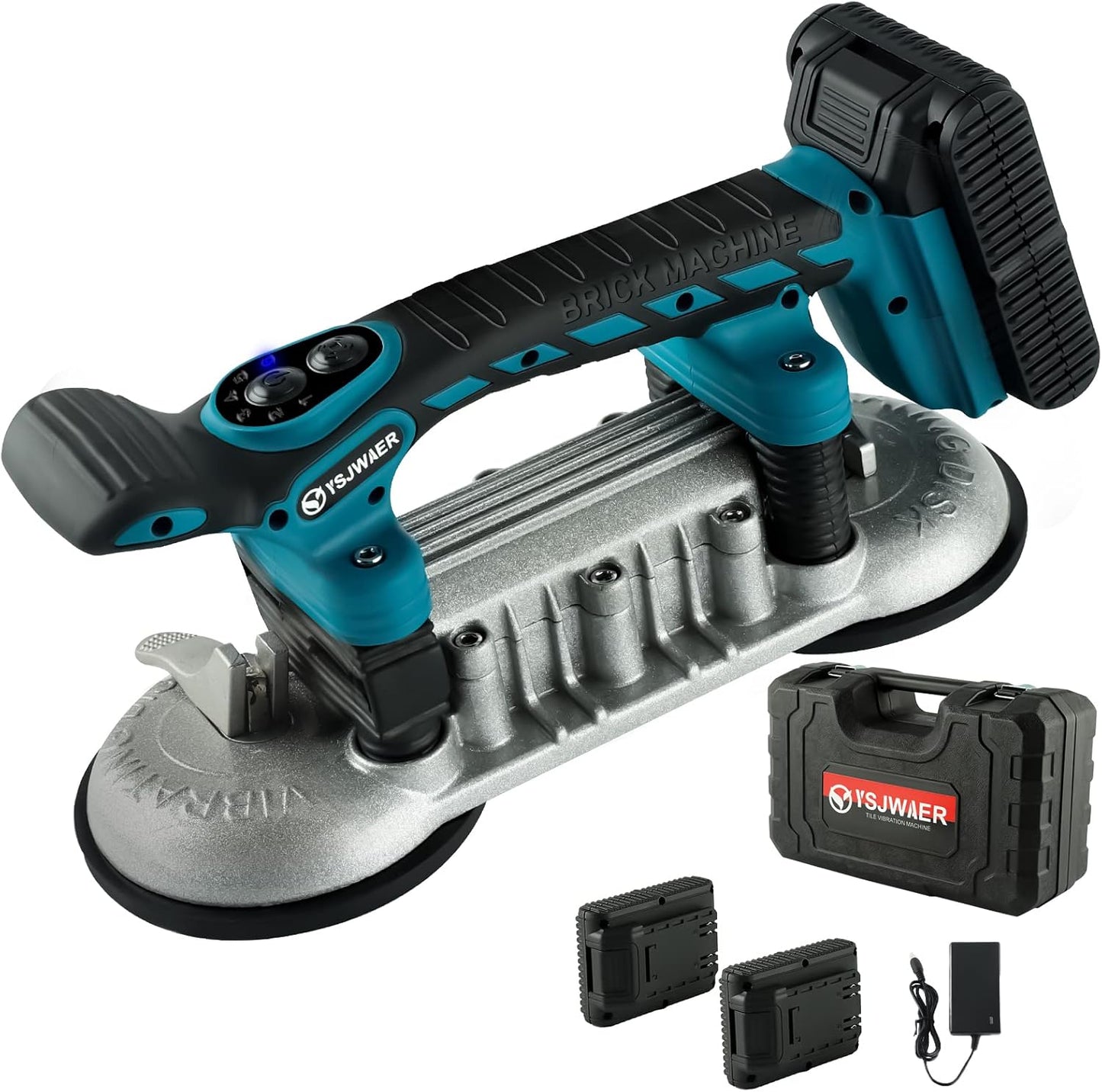 Tile Installation Tool Vibration Machine - YSJWAER Double Suction Cup Vibrator Handheld Tiling Leveling Laying 12000mAh 24000r/min 6 Speeds