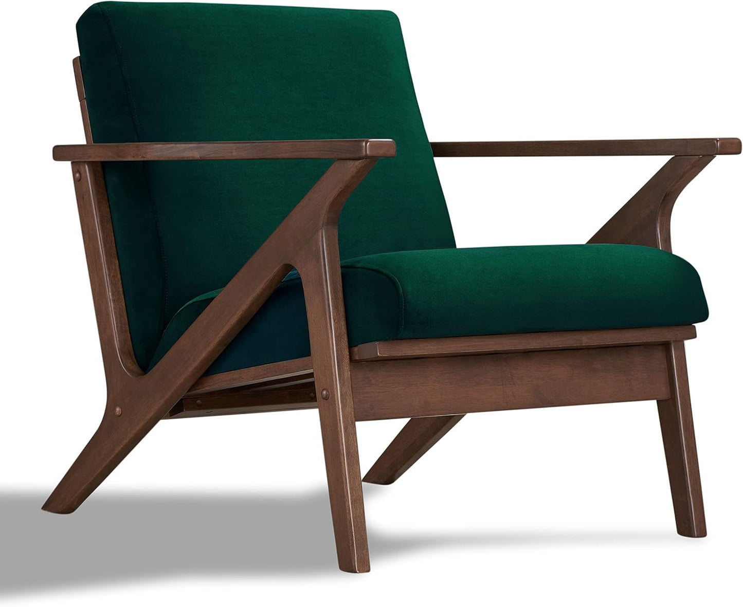 Zola Mid Century Modern Accent Chair Arm Chair, Living Room Furniture, Gold Velvet/Walnut