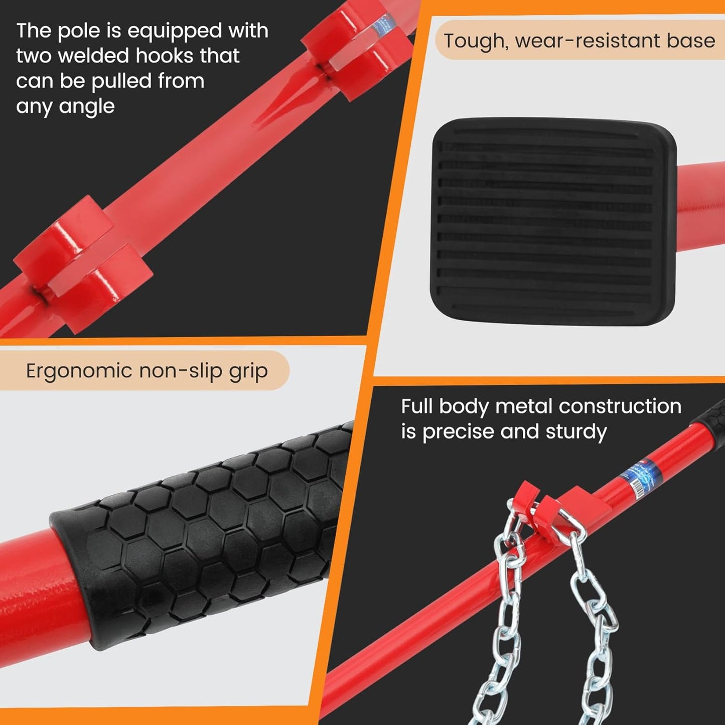 Boats and Cars Smoothing Tool, Hustler Stick Tool Auto Body Can Withstand 2200 Pounds of Pulling Force, Dent Tools are Used for Body, Bumper, Hood, Hull and Deck Dent Fix (Red)