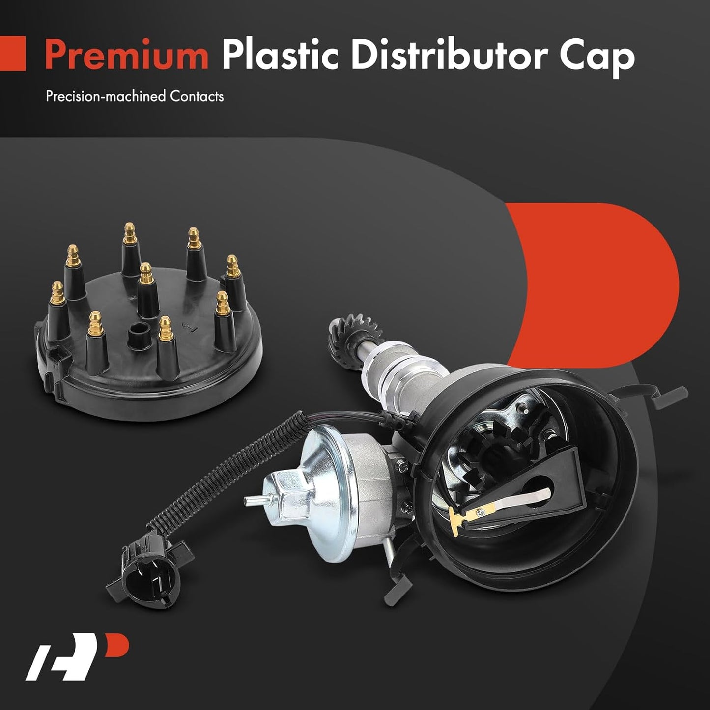 A-Premium Ignition Distributor Compatible with Ford F-150, F-100, F-250, F-350, E-100/E-250/E-350 Econoline, LTD, Custom, Country Sedan & Lincoln Continental, Mark IV & Mercury Cougar, Grand Marquis