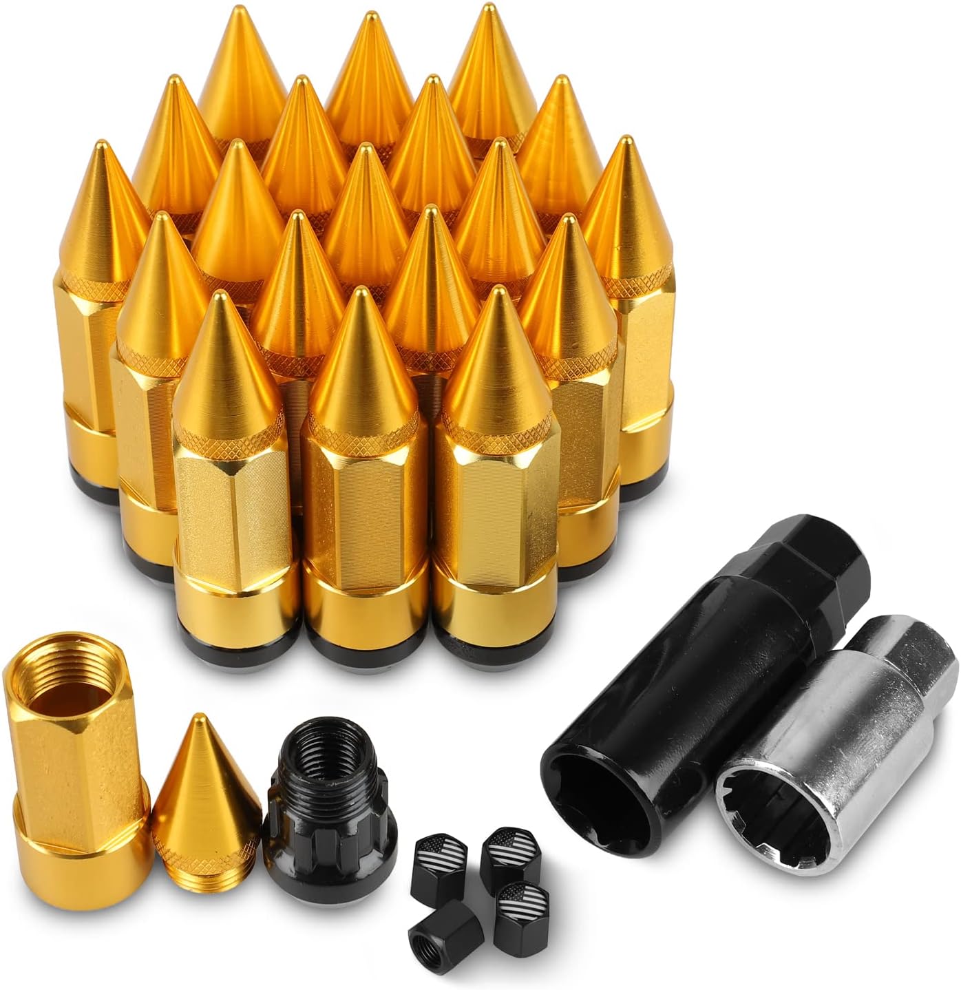 20PCS M12x1.5 Anti Theft Wheel Spikes Lug Nut,Replacement for 2006-2019 Fusion,2012-2019 Focus,2001-2019 Escape Aftermarket Wheel(Neo Chrome)