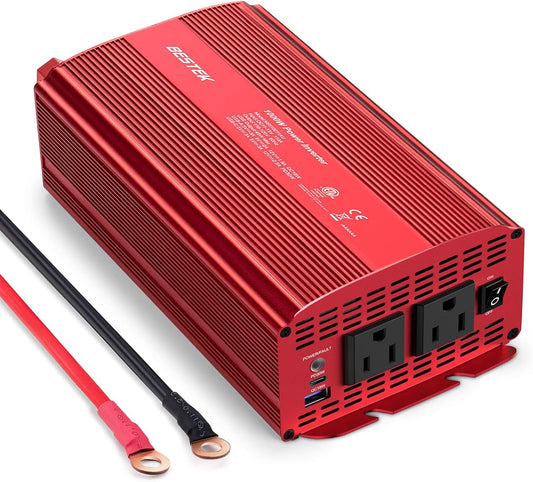 BESTEK 1000W Car Power Inverter, DC 12V to 110V Car Power Converter with 2 AC Outlets/30W PD USB-C/18W Quick USB A Charge Multi-Protection 1000 watt Power Inverter for Vehicles/Car/RV/Home