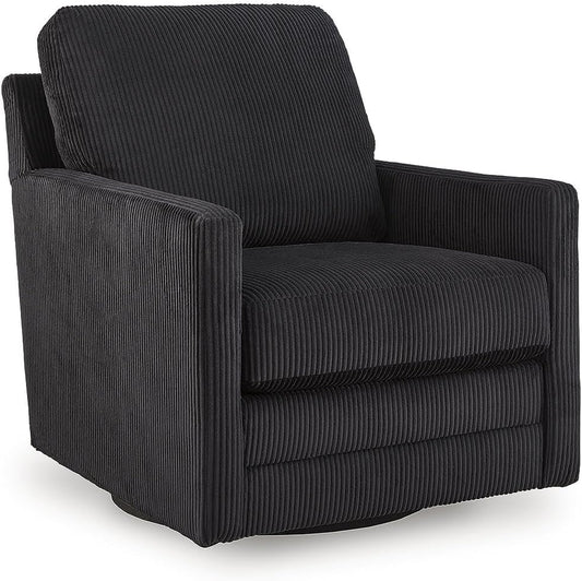 Signature Design by Ashley Icaman Modern Indoor Swivel Upholstered Chair with Reversible Cushions, Black