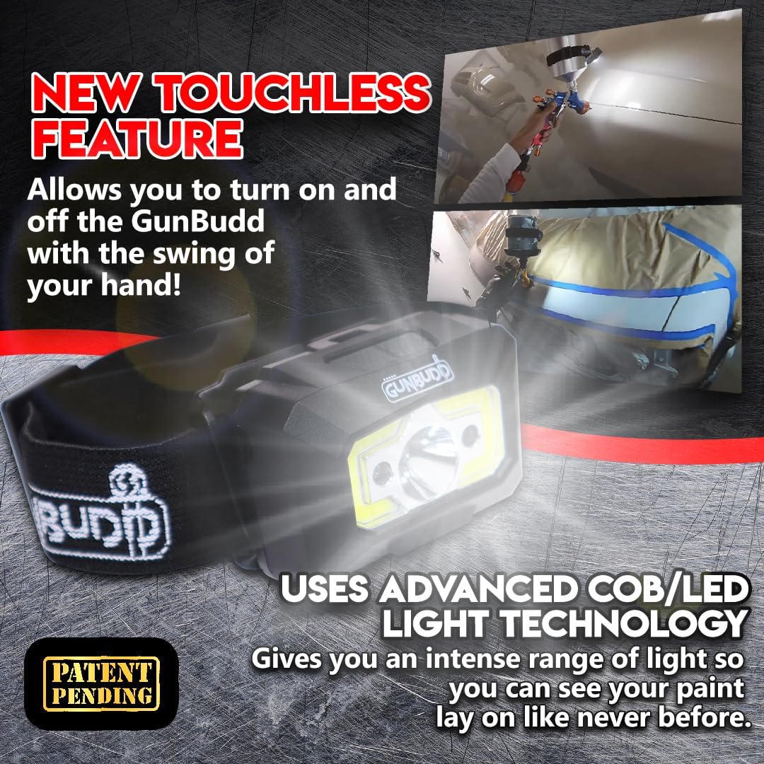 Universal Spray Gun Ultra Lighting System COB/LED (Automotive Spray Paint Gun Color-Match Light) 5-9K for Pro Finishes (USB, Adjustable Light and Hands-Free Mode). 500 Lumens.