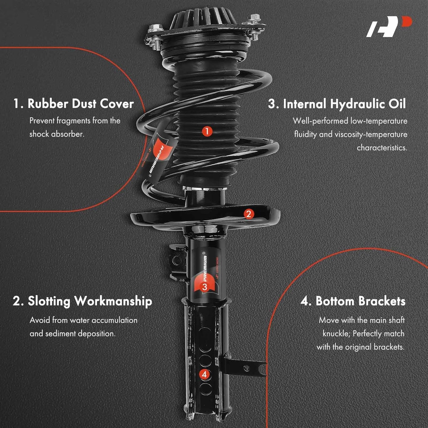 A-Premium Front Complete Strut and Coil Spring Assembly Compatible with Chevrolet Malibu 2016-2024, 2-PC Set