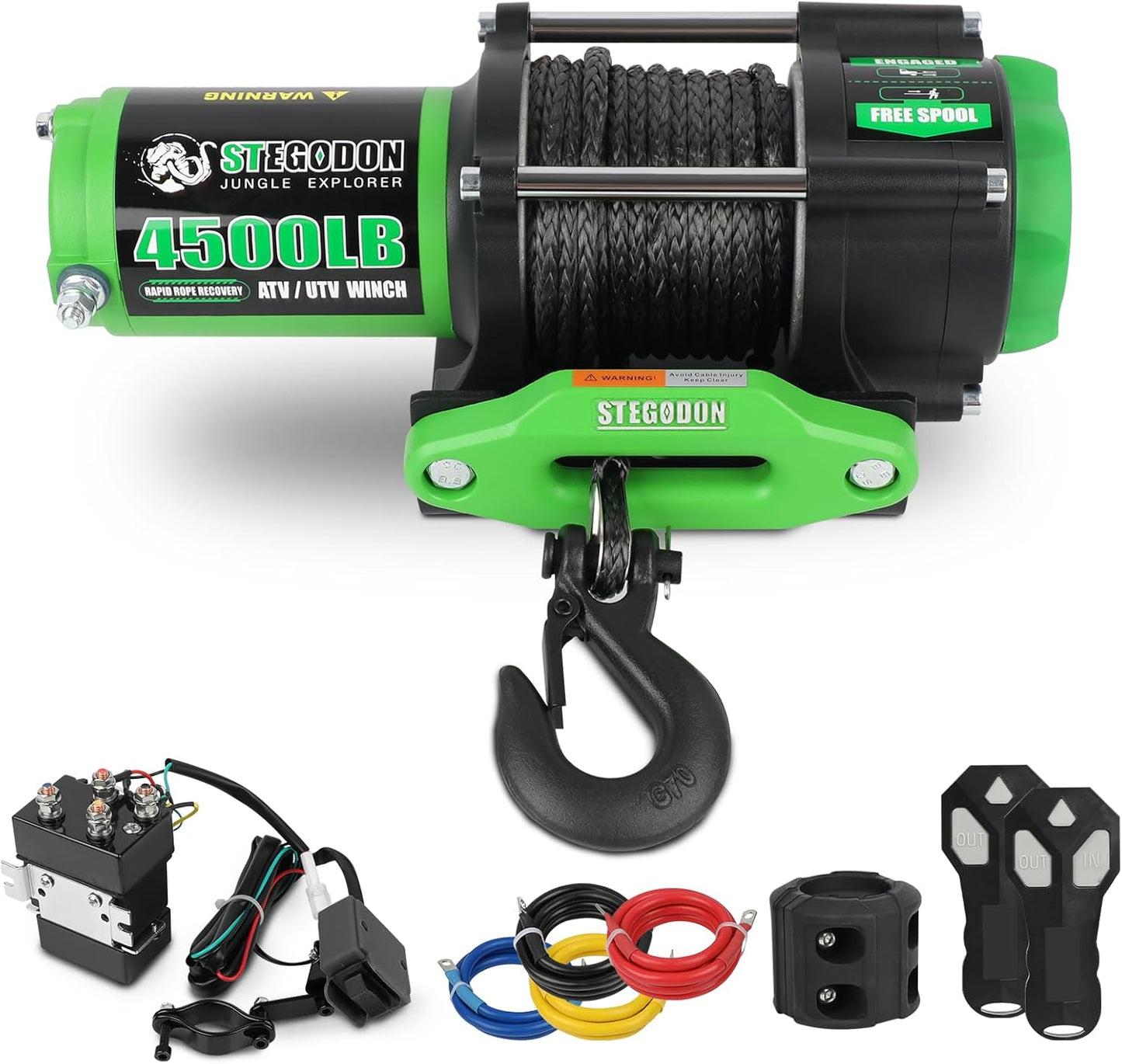 2500 lb. ATV/UTV Electric Winch, 12V Waterproof Steel Cable Winch,Electric Winch with Wired Remote and Wireless Remote for ATV UTV Towing,Boat,Off-Road