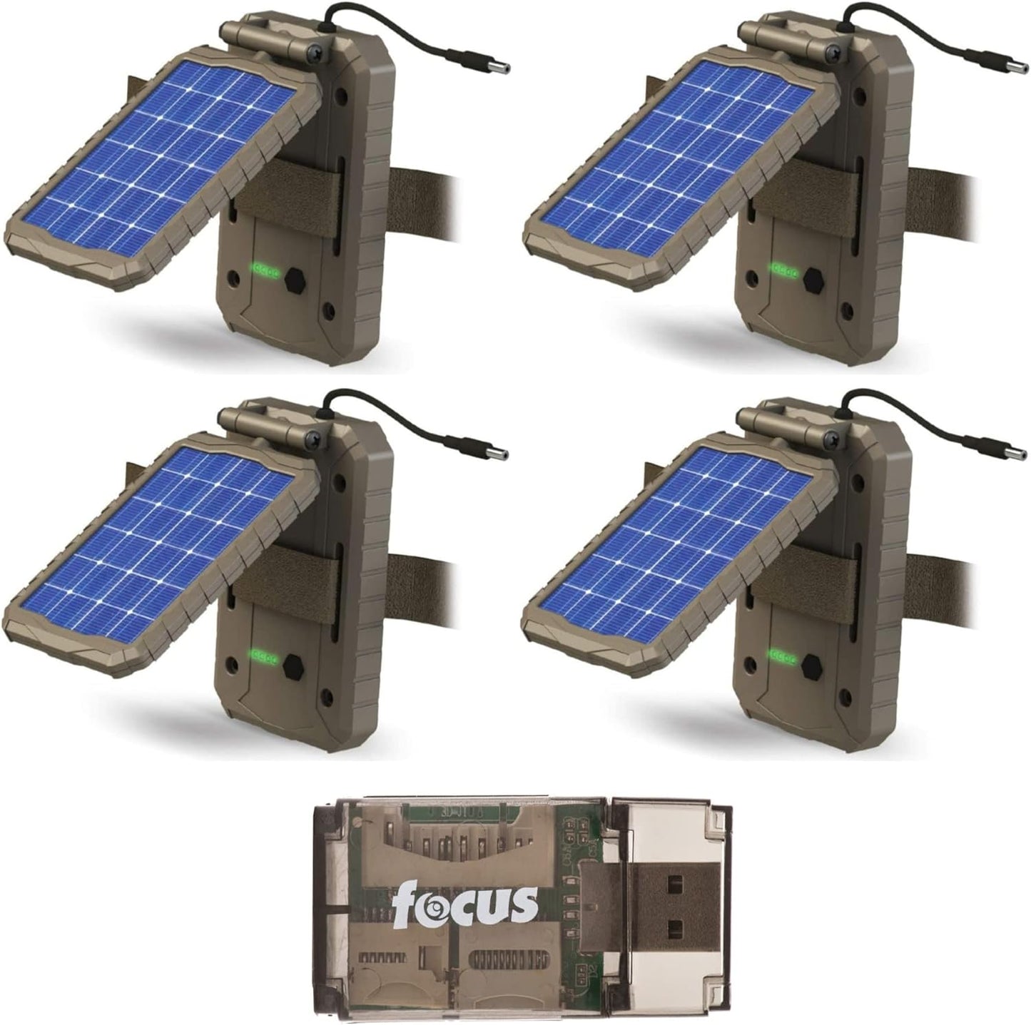 Stealth Cam Lithium Solar Power Panel (2-Pack) with Card Reader Bundle (3 Items)