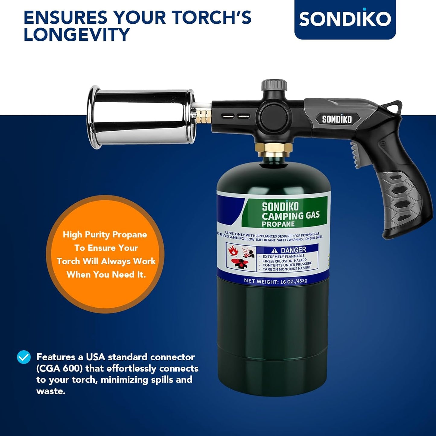 Sondiko Propane Tank 4 Pack, High Purity 1LB Propane Cylinder Tank 16 oz, Factory Prefilled and DOT Compliant, Premium Propane to Broil Sous Vide for Welding Brazing Soldering