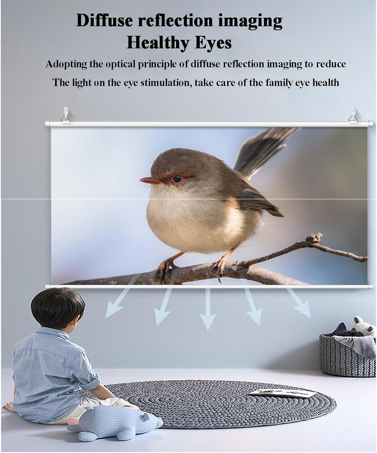 60/72/84INCH Manual Pull Down White Projector Screen with Slow Retract Mechanism, Retractable Folding Home Theater, Auto-Locking Ultra HD for Movie Office Game(84in,4:3)