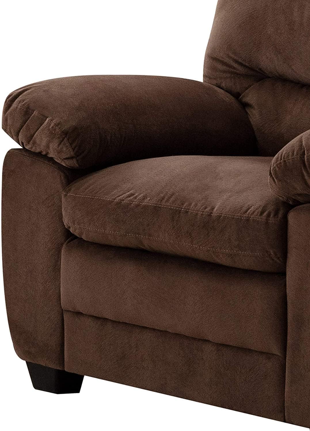 AC Pacific Andres Mid Century Modern Plush Velvet-Like Upholstered Living Room, Chair, Walnut Brown