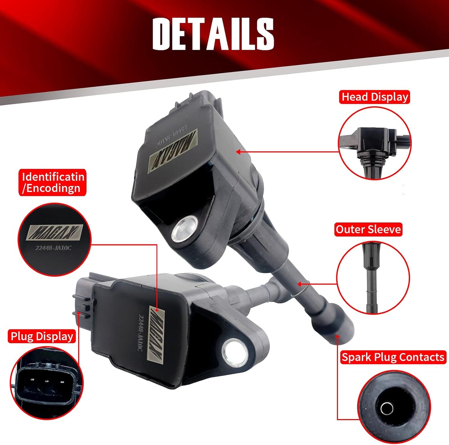 Set of 6 Ignition Coils Pack Compatible with 2007-2017 Nissan Infiniti Maxima Quest Pathfinder Murano Altima Q50 QX60 FX35 3.5L V6 UF550