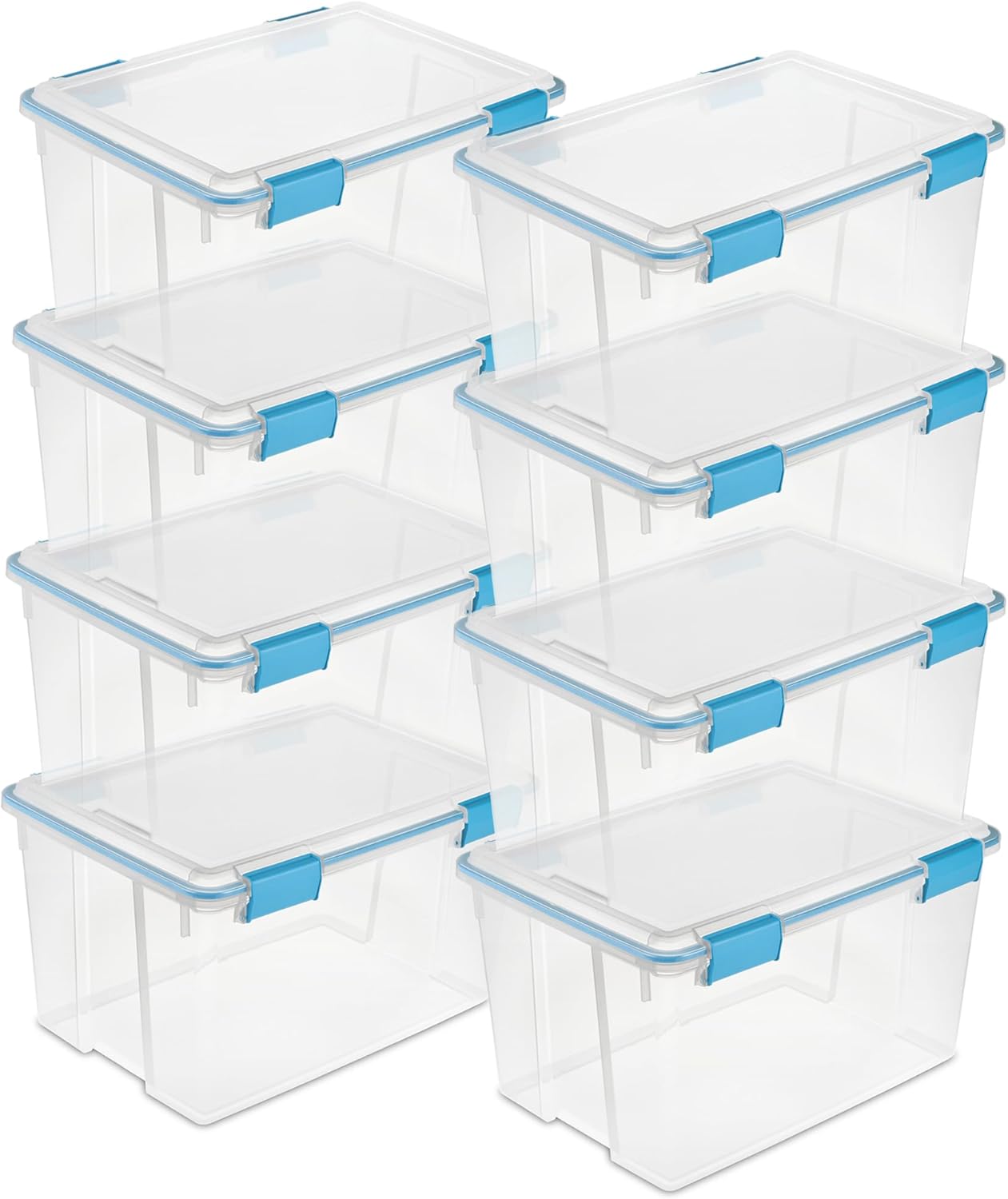 Sterilite 12-Pack Gasket Box, Weather-Resistant Storage Bins with Latching Lids, 54 Quart - Heavy-Duty Organizing Containers for Closet, Bathroom, and Office