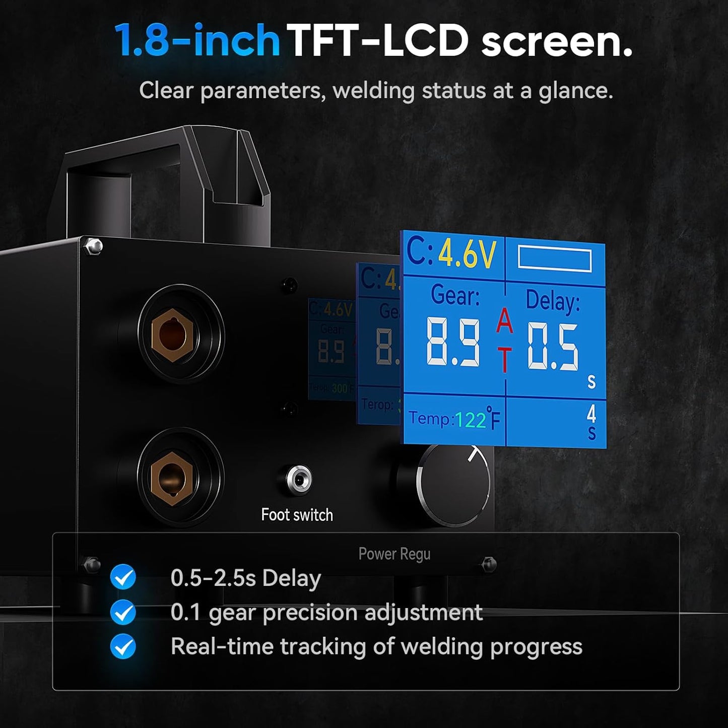 Seesii Dual Farad Spot Welder, 250 Gears Adjustable 3000F Capacitor Battery Spot Welder with 1.8'' LCD Display,Portable Spot Welder for 0.1-0.3mm Nickel Strip Welding, Ideal for Battery Pack Making