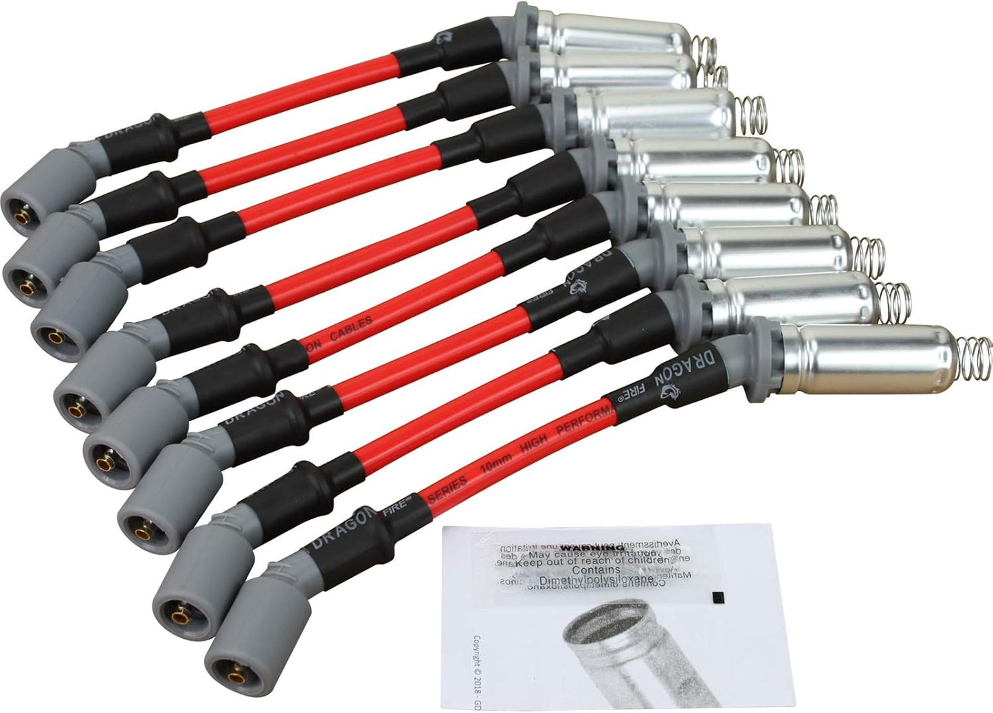 AIP Electronics Dragon FIRE Performance 10mm Spark Plug Wires Compatible with 1999-2019 GM Chevy GMC LS1 LS2 LS3 LS6 LS7 Vortec 4.8L 5.3L 6.0L LS1 100 ohm/ft, OE Heat Shield OEM Fit PWJ256