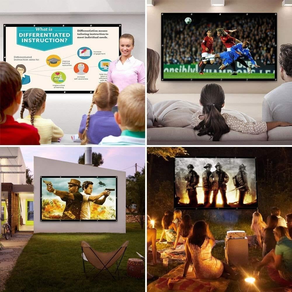 100 Inch 16:9 Foldable Projector Screen, Matt White Polyester Front/Rear Projection Screen for Home Theater, Easy Install, Portable