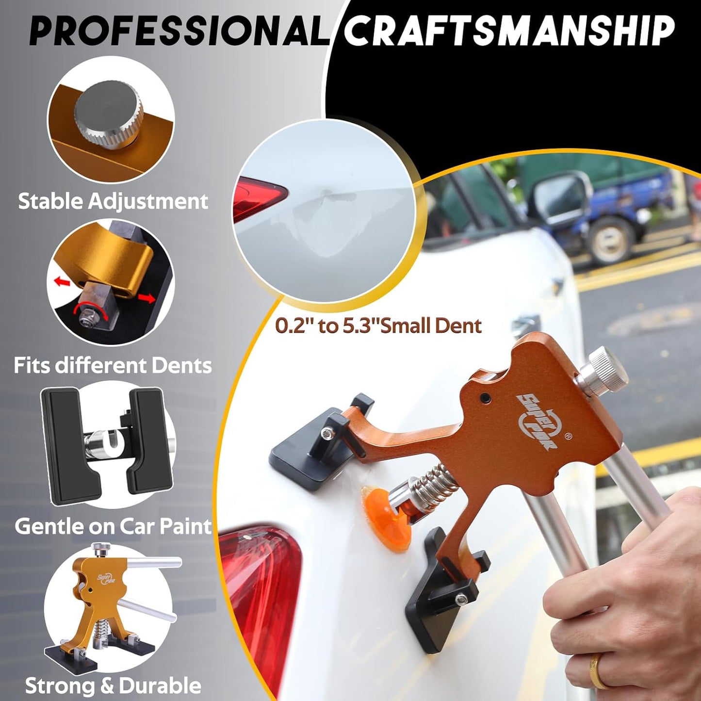Super PDR Paintless Dent Repair Kit, Dent Puller Kit, Car Dent Removal Tools with Dent Lifter,Bridge Puller,Slide Hammer 2 in 1 T-Type Slide Hammer for Repair Door Ding, Creases and Hail Damage